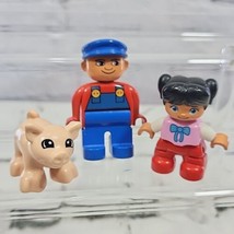 Lego Duplo Figures Lot Of 3 Girl Train Conductor People Farm Animal Pig  - £11.86 GBP