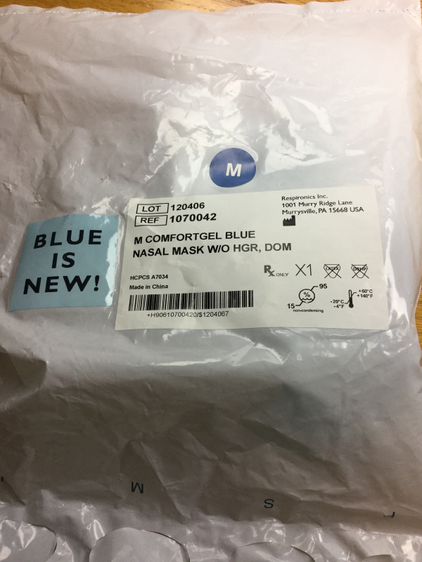 Respironics 1070042 M comfortgel  blue nasal mask without headgear  DOM brand Ne - $48.99