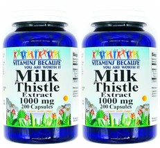 2X 1000mg Milk Thistle Seed 200/400 Capsules 4:1 Extract Natural Liver Support - $27.90