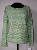JH Collectibles J H  Blouse Top Shirt Pullover Ruffle LARGE Green New Tag - £27.02 GBP