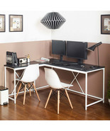 Olympus Corner Desk, Dark Gray &amp; Ivory Wood/Metal - $419.66 CAD
