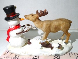 Lemax Snowman Deer Snacking Carrot Nose Figurine Coventry Cove Collection - £19.42 GBP