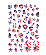 Nail Art 3D Decal Stickers beautiful American flag star USA butterfly XF... - $4.49 CAD