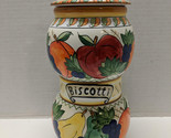 Nonni&#39;s Hand Painted Biscotti Cookie Jar Canister Fruit Motif - $31.63