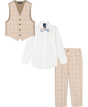 TOMMY HILFIGER Little Boys Glen Plaid Vest, Pants and Shirt with Tie, 4 Piece Se - £45.86 GBP