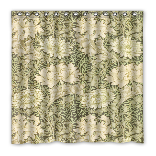 Vintage Chrysanthemum William Morris Waterproof Polyester Shower Curtain  - $33.00+