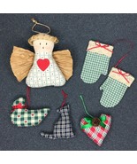 Vintage Christmas Ornaments Plaid Mittens Heart Duck Kitty Angel 1980s C... - £12.33 GBP