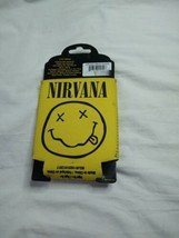 Nirvana Can Hugger Koozie Yellow Smiley Face Neoprene sleeve 2017 NEW on card - £11.83 GBP