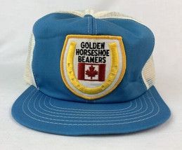 Vintage Trucker Hat Golden Horseshoe Beamers Snapback Cap Blue 80s 90s - £19.65 GBP