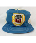 Vintage Trucker Hat Golden Horseshoe Beamers Snapback Cap Blue 80s 90s - £19.65 GBP