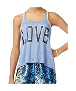 Material Girl Junior Love Graphic Print Athletic Tank Tops Blue 2XL - £6.83 GBP