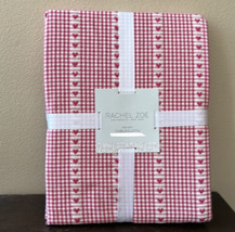 Rachel Zoe Valentines Day Pink White Hearts Plaid Tablecloth 60”x 120” Love - £35.97 GBP