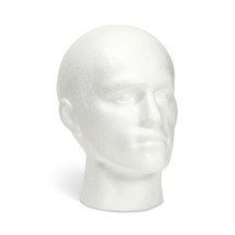 Male Foam Head Form, Mannequin Display For Masks, Hats, Wigs (White, 9X1... - £28.31 GBP