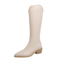 Size 32-43 Winter Women&#39;S Long Boots Shoes Retro Low Heel Western Fashion Cool P - £95.02 GBP