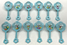Vintage Baby Blue Baby Rattle Baby Shower Cupcake Toppers Set of 12 BC6 - $12.99