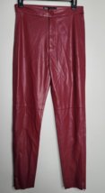 Zara Womens Faux Leather Burgundy Red High Rise Pants Zip Ankles Size M NEW - £24.66 GBP