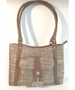 Paris France brown Logo material tote handbag purse travel souvenir silver - $19.66 CAD