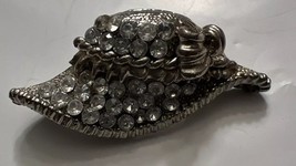 Hat, Pin, Rhinestone, brooch 2x1 Silver Tone Vintage - $14.80