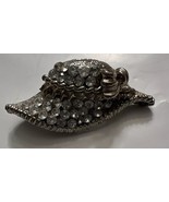 Hat, Pin, Rhinestone, brooch 2x1 Silver Tone Vintage - $20.78 CAD