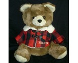 15&quot; BELKIE 1994 BROWN TEDDY BEAR VINTAGE STUFFED ANIMAL PLUSH RED PLAID ... - $45.60