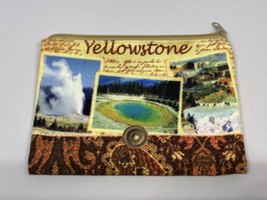 Yellowstone National Park Bag Souvenir Cloth Zip Pouch Iconic Images Geyser EUC! - £11.80 GBP