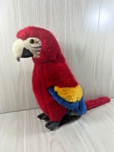 FAO Schwarz 13&quot; scarlet macaw plush stuffed animal standing parrot bird colorful - £6.98 GBP