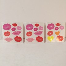24 Vintage Sandylion Lips &amp; Heart Stickers Light Pink Dark Pink Red 1980&#39;s Kiss - £18.58 GBP