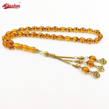 ResinTasbih Real Insect Muslim Rosary bead Gold tassel Eid gift Islamic accseeor - $49.67