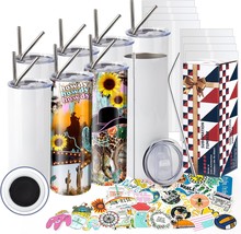 12 Pack 20 oz Sublimation Tumbler Set Double Walled Stainless Steel Skinny  - £53.48 GBP