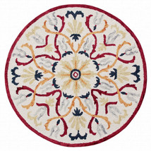 4&#39; Round Red and Ivory Floral Filigree Area Rug - $161.32+