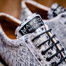 Hand painted genuine ostrich quill Sneaker Shoes Scanno Newspaper gray image 11