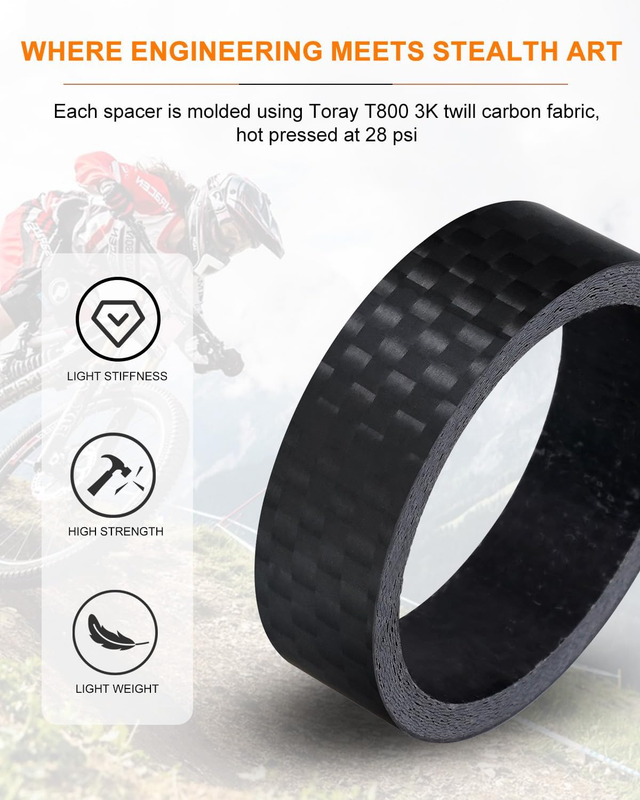 8PCS Carbon Fiber Headset Spacers, Matte Finish, Lightweight and Precision, Fits Item image 3