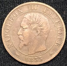 1855 BB France  5 Centimes Coin Strasbourg Mint - $10.89
