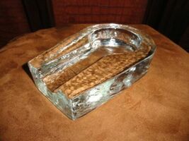 Art Deco heavy glass cigar ashtray. Measures 7.5"  L  x  5"  W x  1.5' H image 8