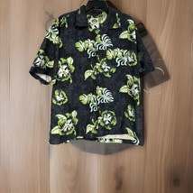 Vintage Flipbox Short Sleeve Button Front Floral Gray Green Shirt XL Haw... - £13.88 GBP