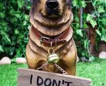 Faithful Collared German Shepherd Guard Dog Large Figurine Holding Sign ... - $58.99