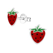 Strawberry 925 Silver Stud Earrings - £11.19 GBP