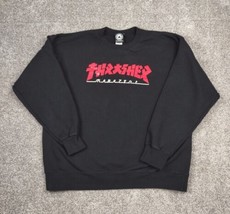 Vintage THRASHER Sweatshirt Men L Black Japanese Script Skateboard Magazine 90s - £17.98 GBP