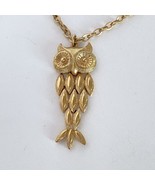 Avon Segmented Owl Gold Tone Pendant Necklace Adjustable Length Max 23in - £10.18 GBP