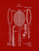 Tennis Racket Patent Print - Burgundy Red - $7.95+