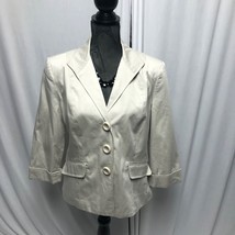 George Jacket Womens 12 Light Tan Ecru Three Button Lined Blazer - $18.61