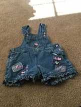 Miniwear Baby Girls Snap Denim Overall Shorts  Ruffled Bottom Size 12 Mo... - $33.32