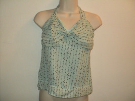 Ted Baker London Halter Top Size 2 Mint Green &amp; Brown Dots - $23.68