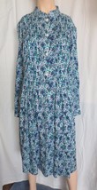 Appleseed&#39;s  Long Sleeve Shirt dress Blue floral pattern  pin tucking Sz XL - £31.38 GBP