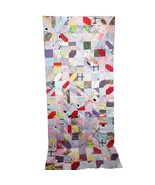 Vtg Handmade 88x40&quot; Unfinished Patchwork Quilt Top Throw Tapestry Feedsa... - £34.43 GBP