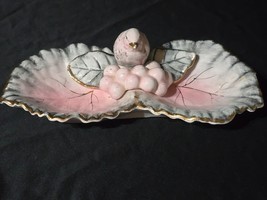 Vintage UCAGCO Bird Double Leaf &amp; Grapes MCM Trinket Dish Vanity Dresser... - $14.83