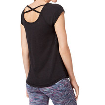 allbrand365 designer Womens Activewear Cutout Back T-Shirt,Black,Large - $21.60