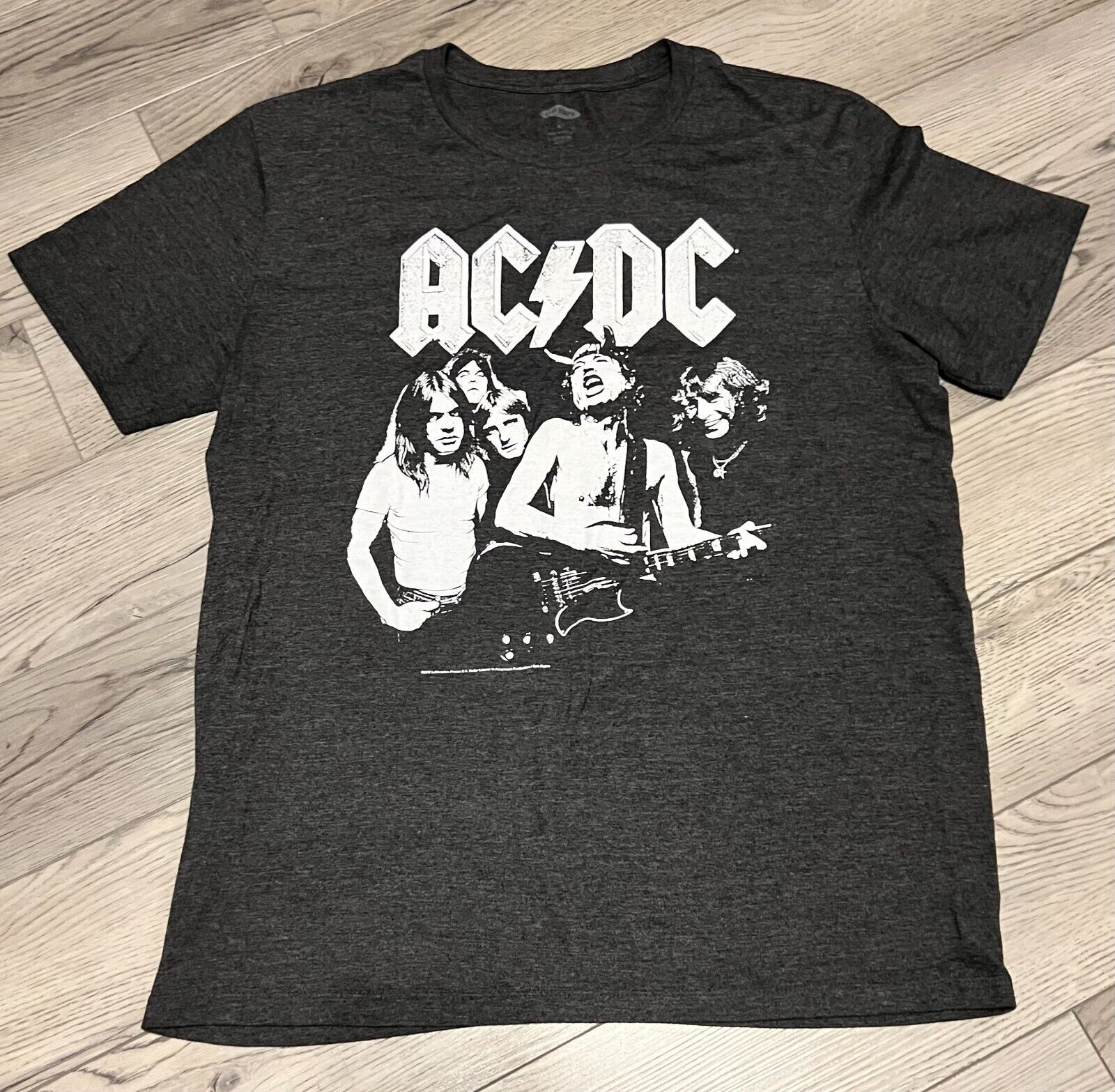 Primary image for AC/DC Old Navy Men’s Large Shirt Tee 50/50 Grey Black Jack Graphic Tee EUC