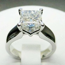 2.2CT Princess cut Moissanite Solitaire Engagement Ring White Gold Plated - £169.14 GBP