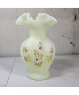 Fenton Hand Painted Iced Daisies Custard Glass Melon Vase Artist Signed ... - $39.89 CAD